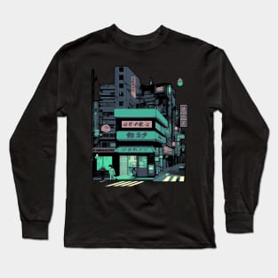 Tokyo street. Retro anime style Long Sleeve T-Shirt